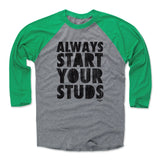 Mens Baseball T-Shirt Green / Heather Gray