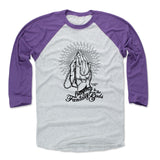 Mens Baseball T-Shirt Purple / Ash